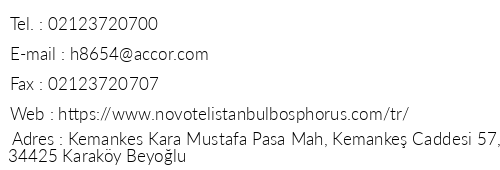 Novotel stanbul Bosphorus telefon numaralar, faks, e-mail, posta adresi ve iletiim bilgileri
